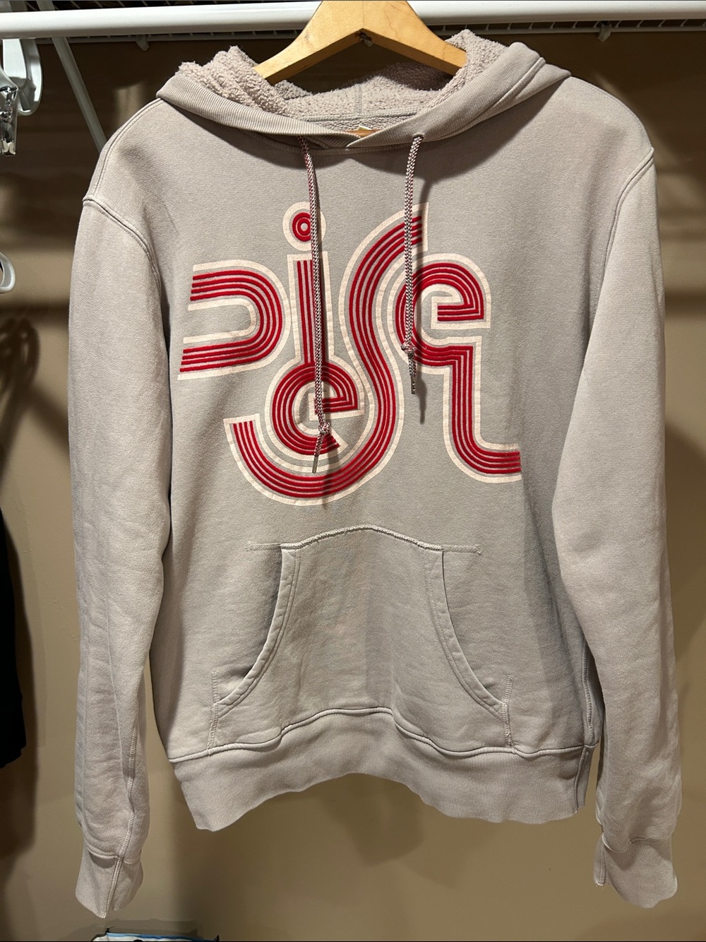 Diesel Hooded Sweatshirt in gray with Red Graphic
